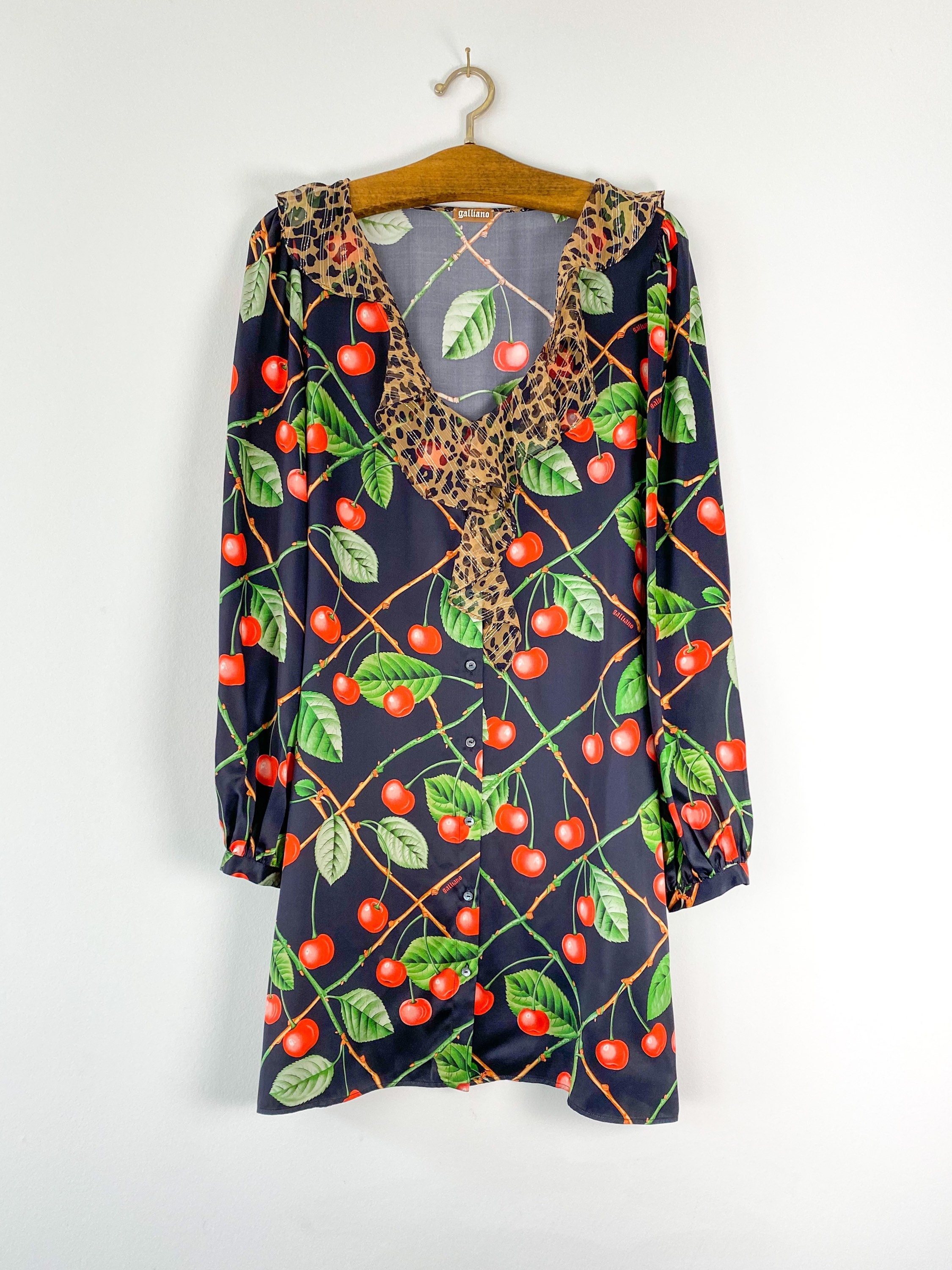 John Galliano Silk Cherry Dress Etsy