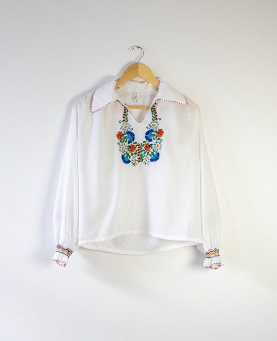 Vintage 1970s Long-sleeve Hungarian Blouse with E… - image 1