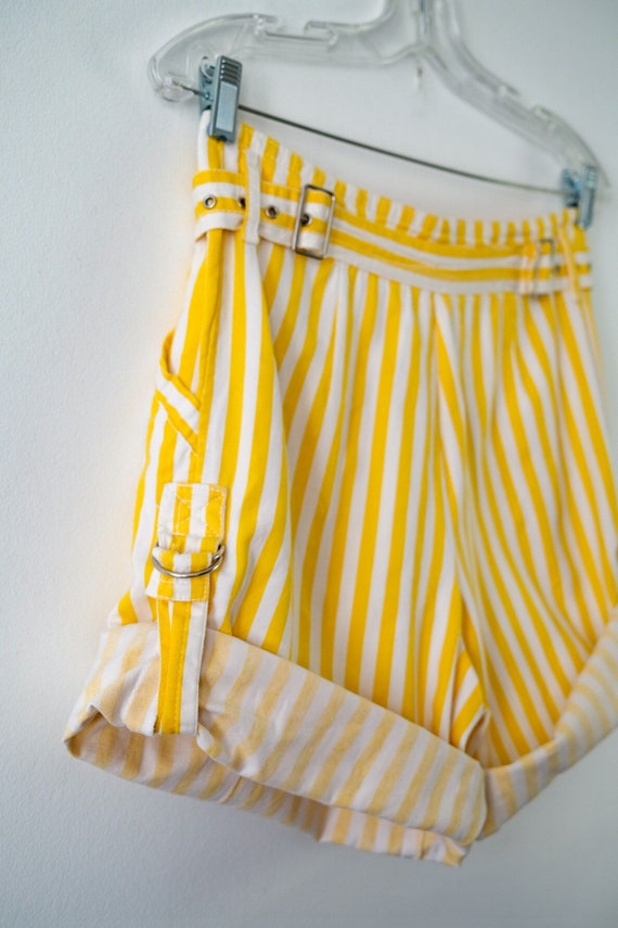Vintage 1980s Betty Barclay Yellow Striped Shorts - image 8
