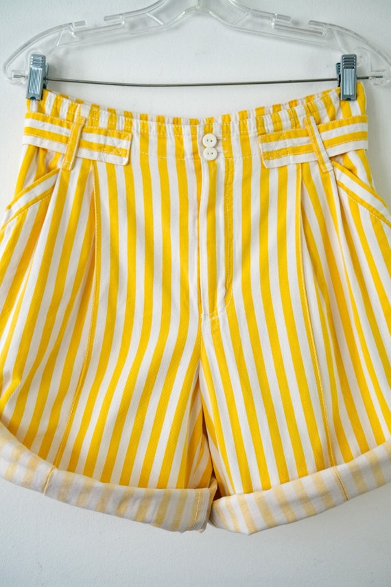Vintage 1980s Betty Barclay Yellow Striped Shorts - image 7