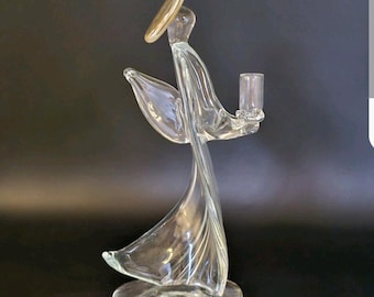 Vintage Murano Art Glass Angel Candle Holder 9.5"