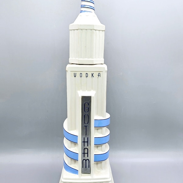 Vintage Gotham Distilled Vodka Porcelain Skyscraper Bottle By Ceramarte