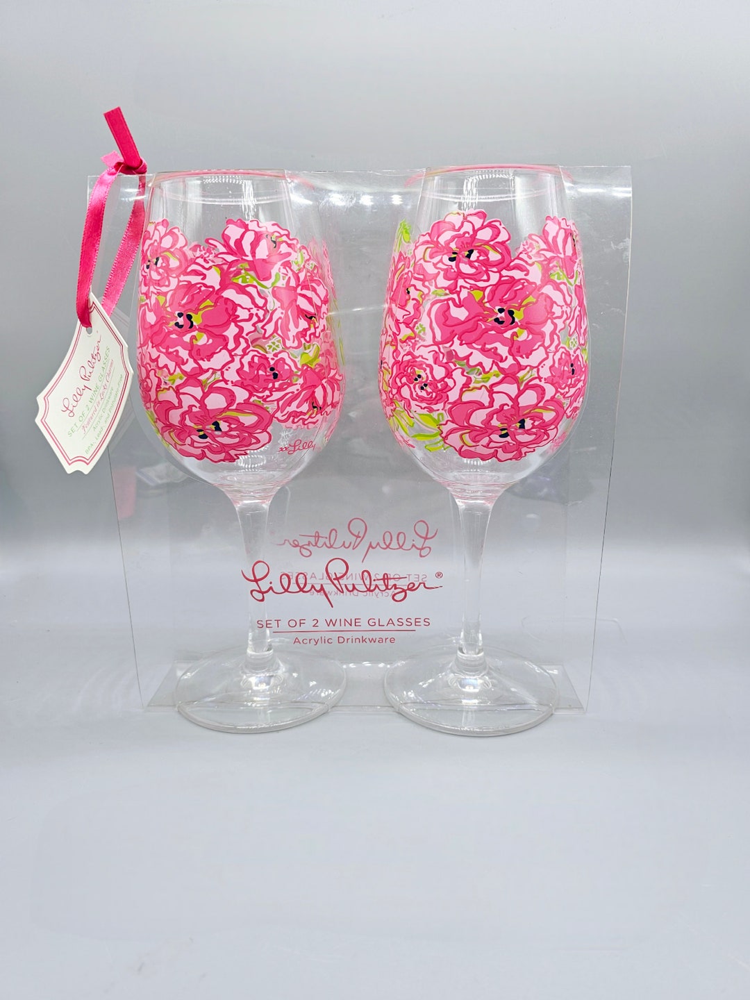 Grand Plateau Lucite Lilly Pulitzer – Éléphants Roses – Blanc – Neuf