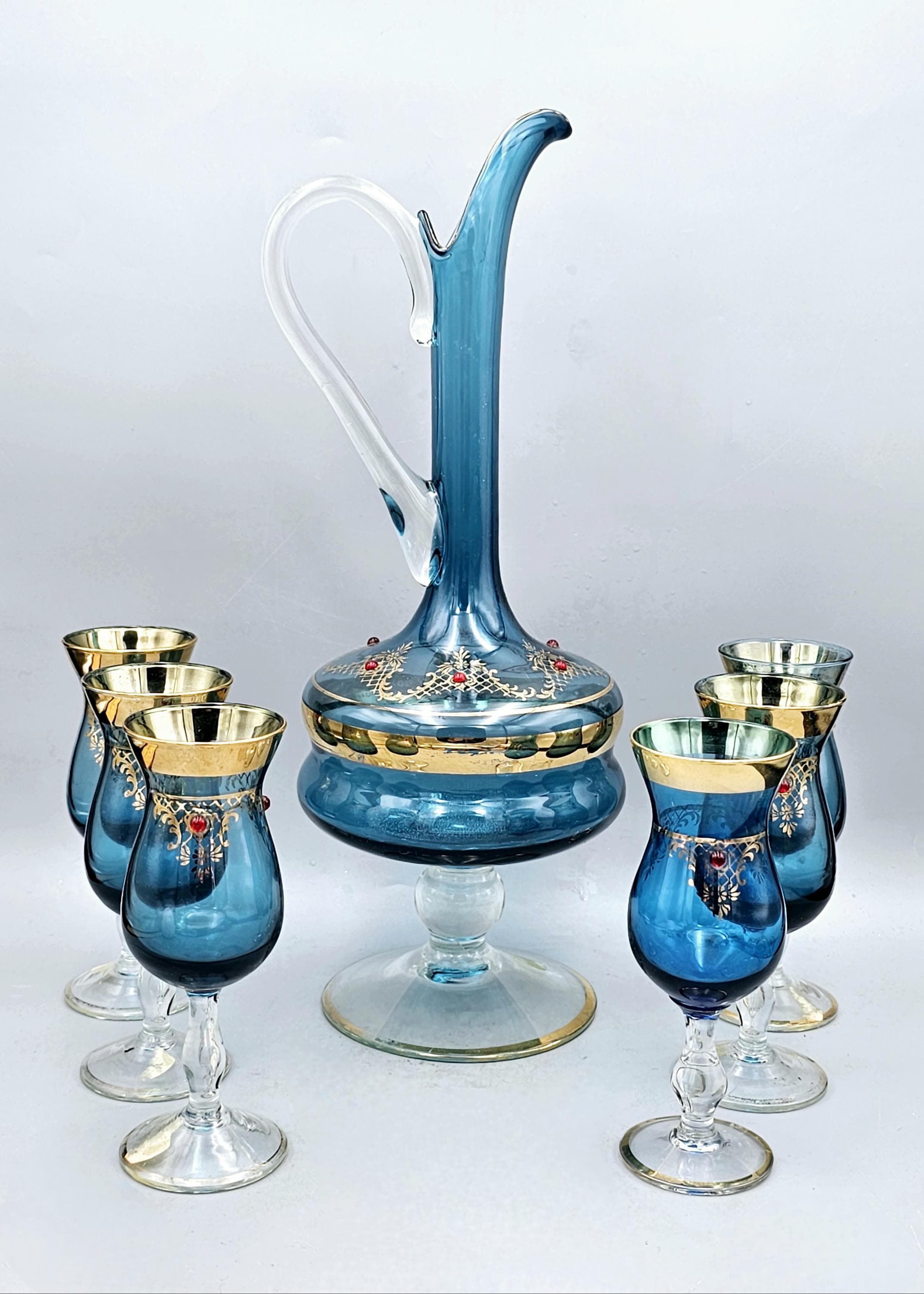 Murano Glass Decanter Blue Gold - Etsy