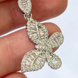 Butterfly Necklace, Baguette C-Z Large Butterfly Charm Necklace, Butterfly Jewelry, Gift for Her, Silver Butterfly