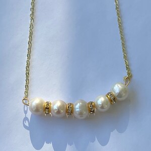 Pearl Necklace, Freshwater Pearl Necklace and Crystals, Pearl Earrings and Crystals,  Wedding, Bridal shower, Gift for her, Minimalist