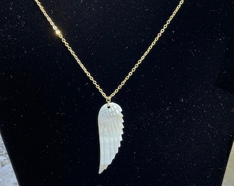Angel Wing Necklace, Carved Mother of Pearl Angel Wing Necklace, Bereavement, gift, miscarriage gift, loss of loved ones, grief, Sympathy