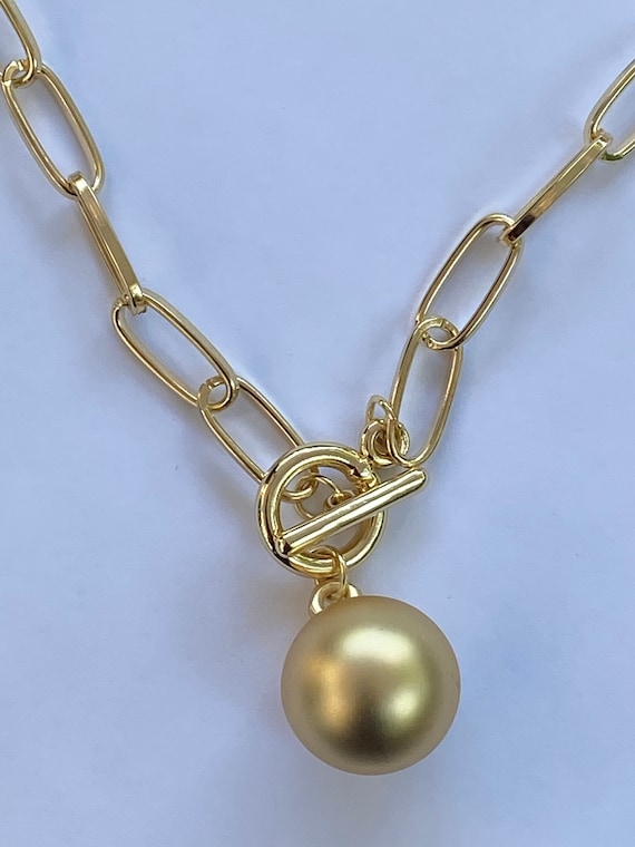 Gold Ball Necklace, Silver Ball Necklace, Large Gold Plated Ball