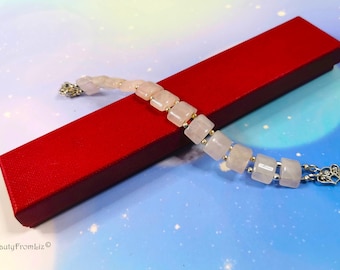 Handmade Rose Quartz Bracelet, Gemstone Jewelry