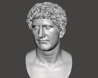 Marcus Antonius 3D Printed Roman General Cleopatra Lover Bust Replica. 19.5 cm high