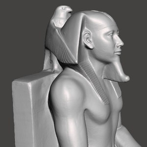 Pharaon KHEFREN, assis, réplique / reconstruction égyptienne imprimée en 3D