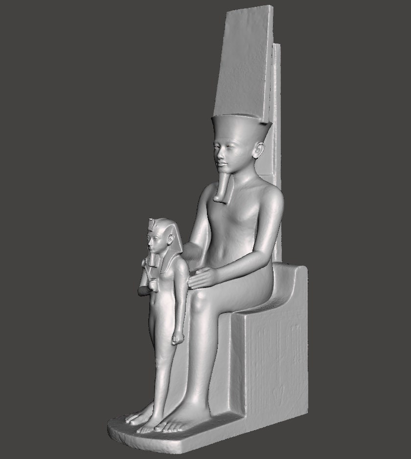 Statue Of Egyptian God Amun and the Pharaoh Horemheb 3D Printed