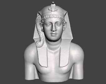 Egyptian Pharaoh Ptolemy VIII Physcon 3D Printed Pharaoh Bust Replica