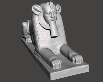 Pharaoh Amenemhat III Sphinx 3D Printed Egyptian Statue Replica.