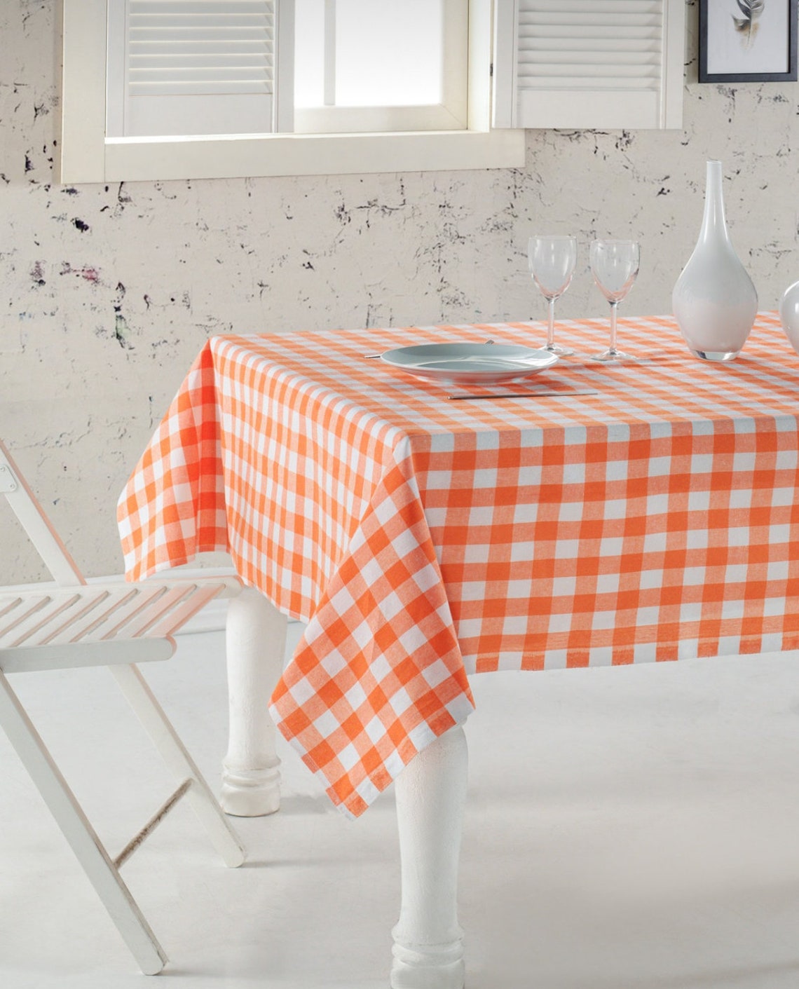 Cotton Square Tablecloth Red Yellow Orange Green Gray Black Etsy