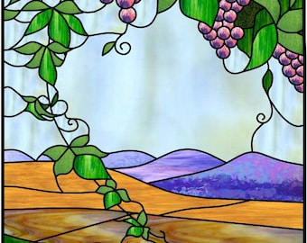 Design del modello di vetrata colorata Napa Valley View