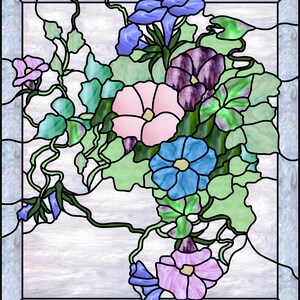 Morning Glory stained glass pattern design for download