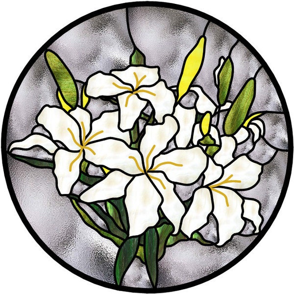 Casablanca Lily stained glass panel pattern for download