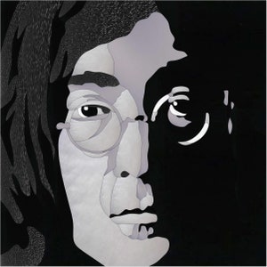 Pattern of a portrait of Beatles John Lennon in stained glass for download
