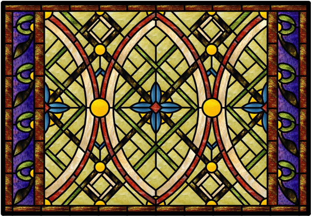 Style Stained Glass Window Design Pattern Etsy
