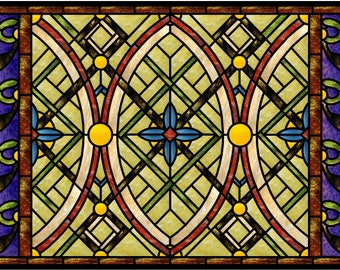 Georgian style stained glass window design pattern