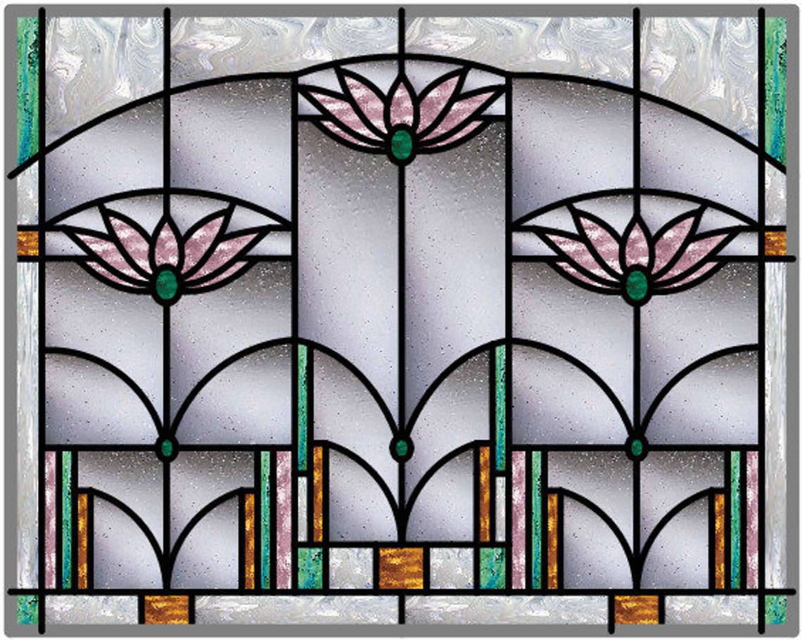 Anderson Lotus Flower Stained Glass Window Pattern Design Download Etsy