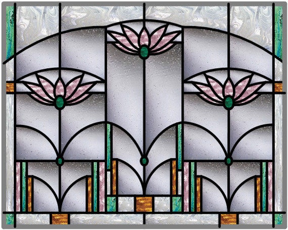 Anderson Lotus Flower Stained Glass Window Pattern Design