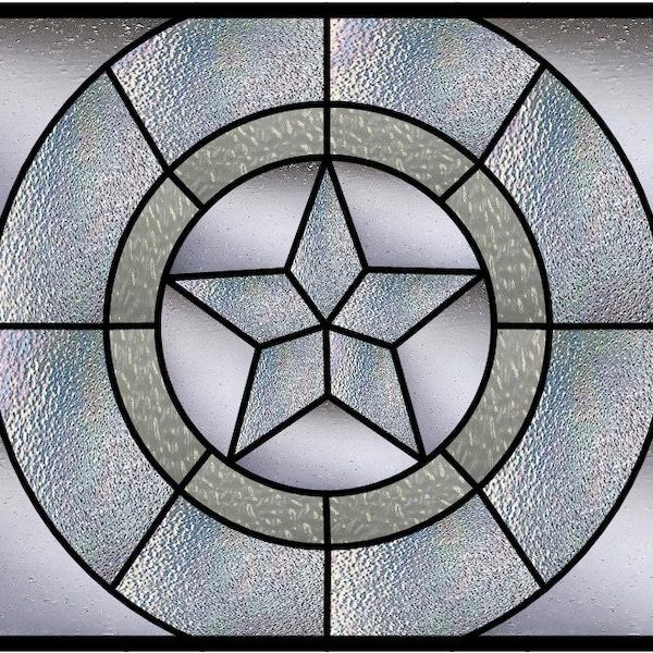 Texas Star clear textured glass stained glass fireplace screen design pattern