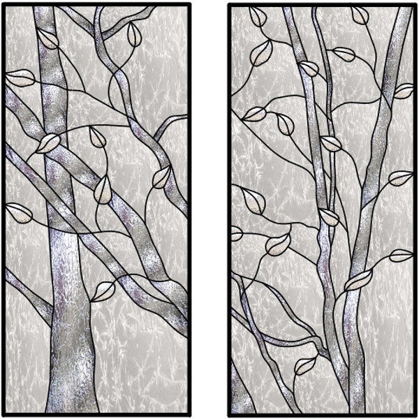 Fraschetti Trees Abstract glas-in-loodpatroonontwerp voor Franse binnendeuren