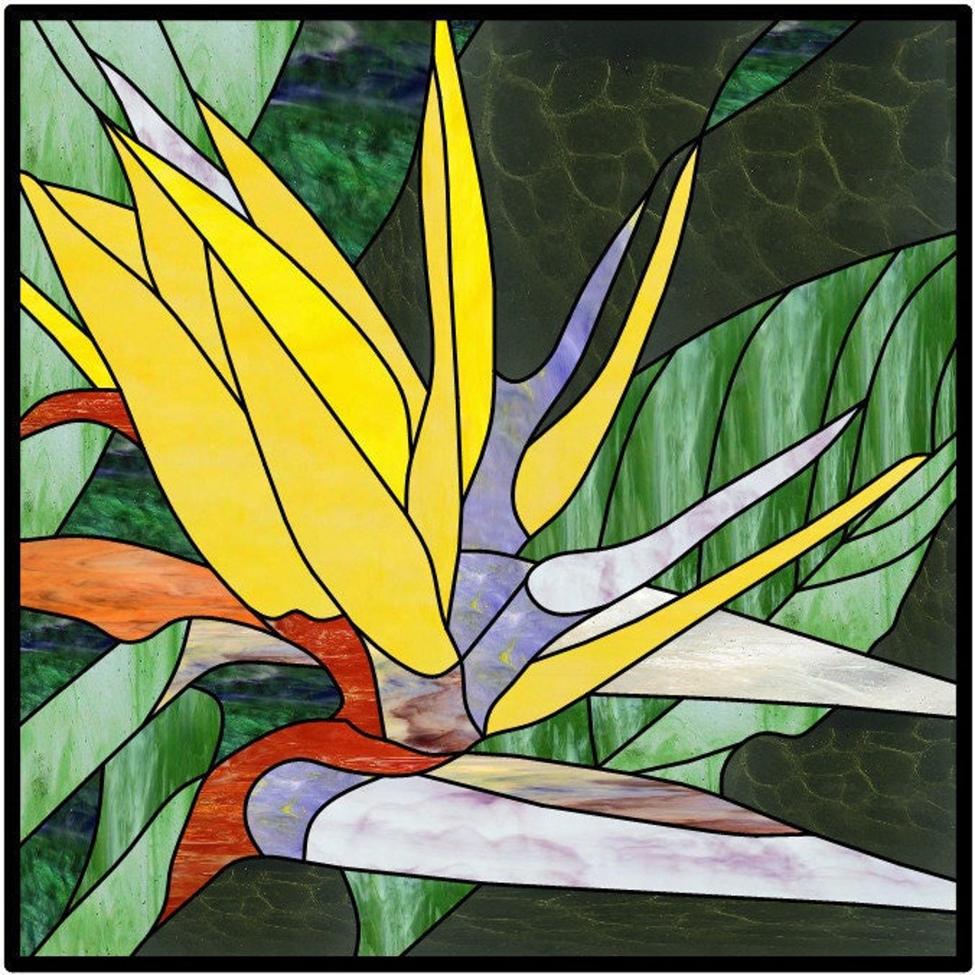 Bird of Paradise Flower Close up Stained Glass Panel Pattern for ...