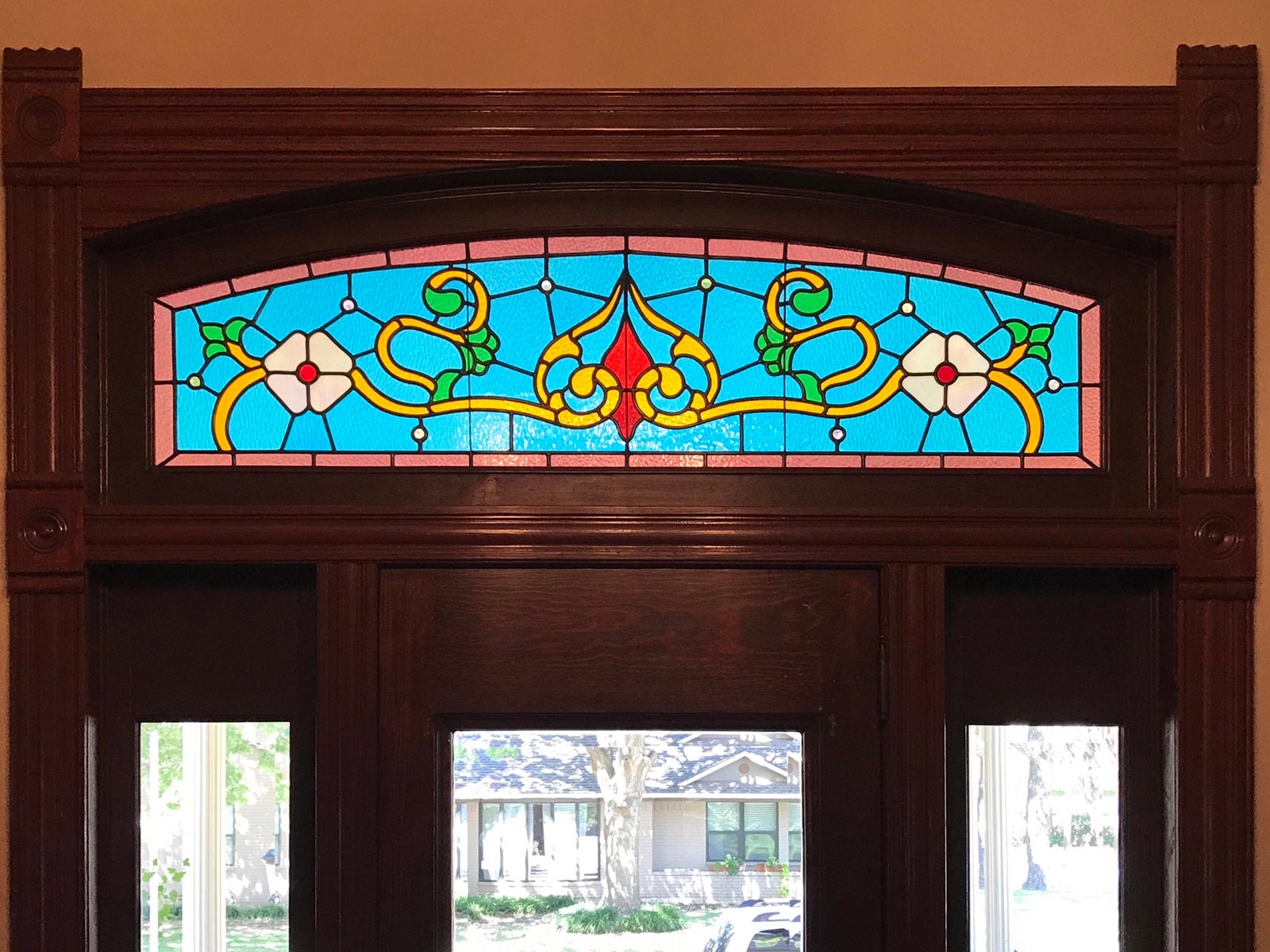 Wells Victorian Tiffany Style Stained Glass Transom Pattern Design Etsy