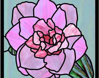Camelia flower stained glass pattern for download