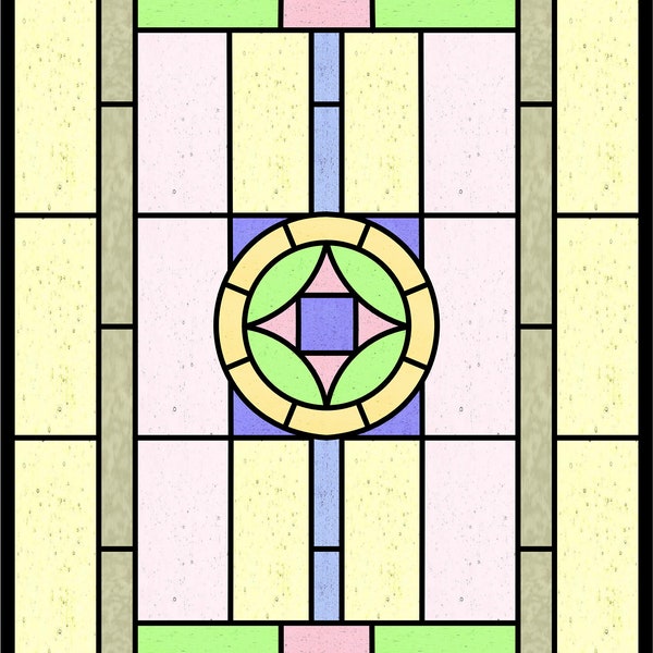 McClure English jeweled stained leaded glass window pattern for download
