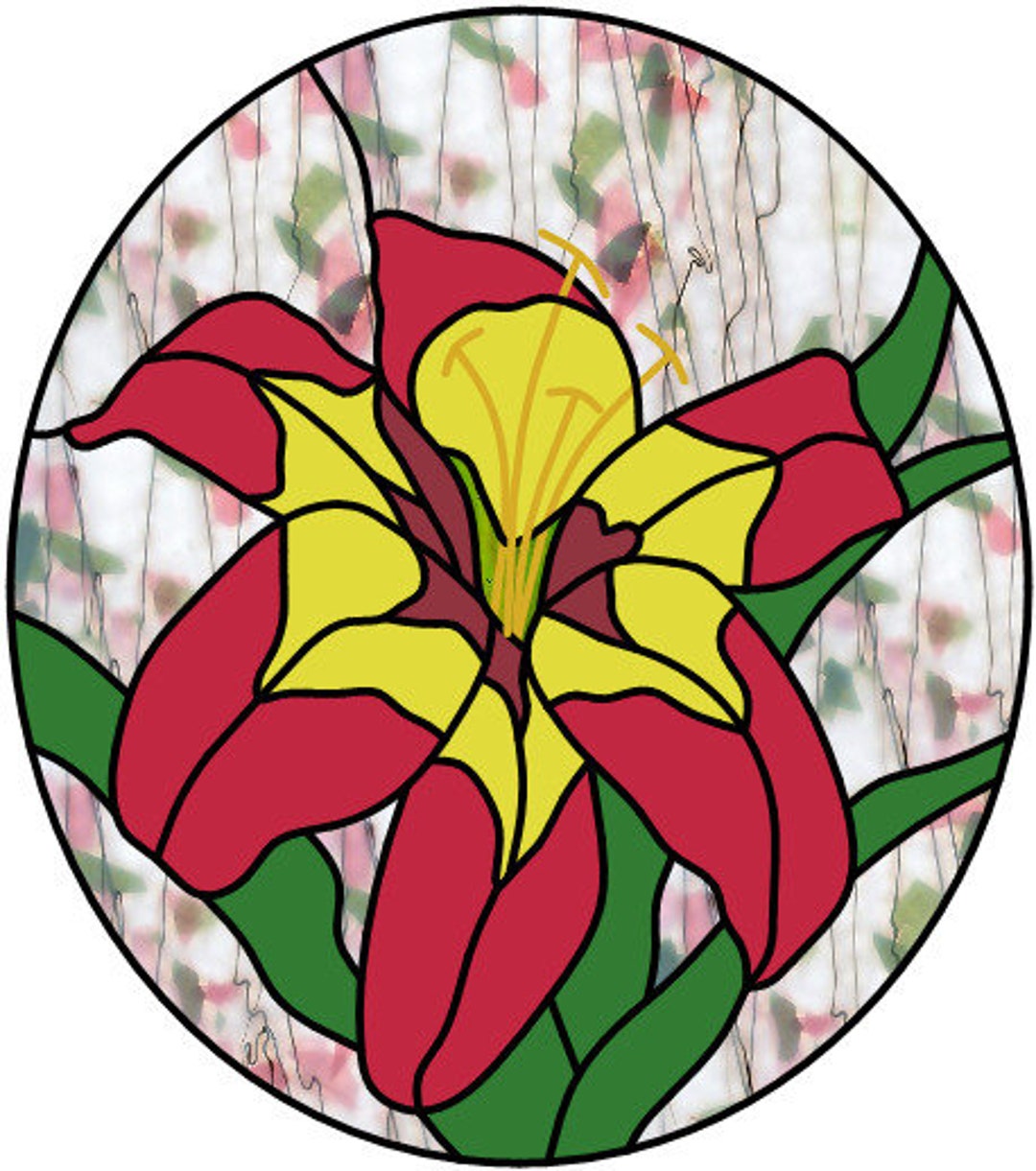 Asiatic Lily Stained Glass Circle Design Pattern Etsy
