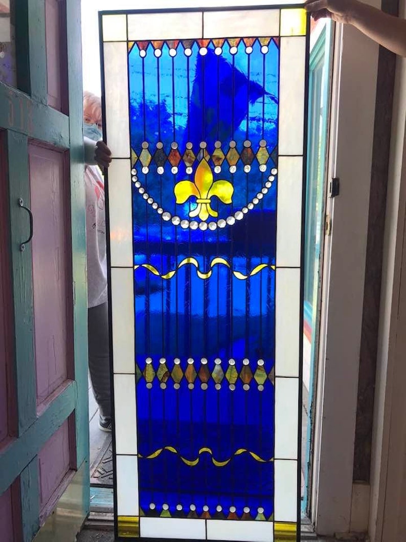 Fleur and Pearls Stained Glass New Orleans Style Design Etsy