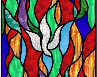 Spirit Dove stained glass panel pattern design