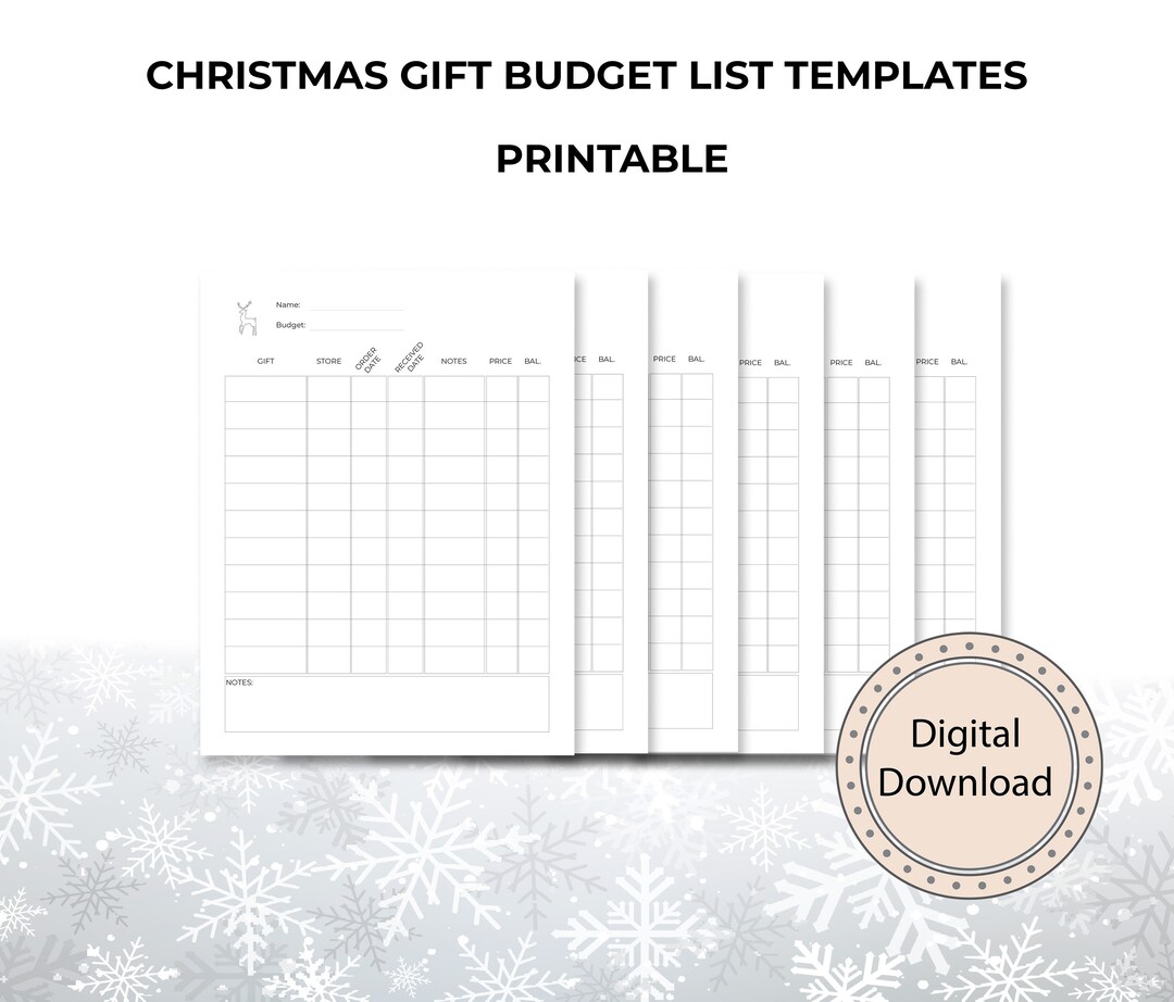 Christmas List Budget Template | Set a Budget for Each Person | Track ...