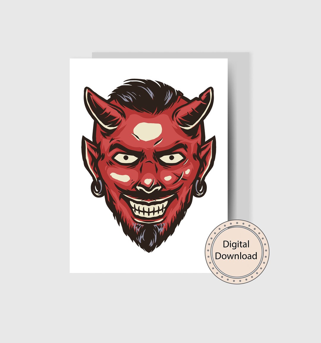Devil Card Printable Card Demon or Devil Goth Digital Card Etsy