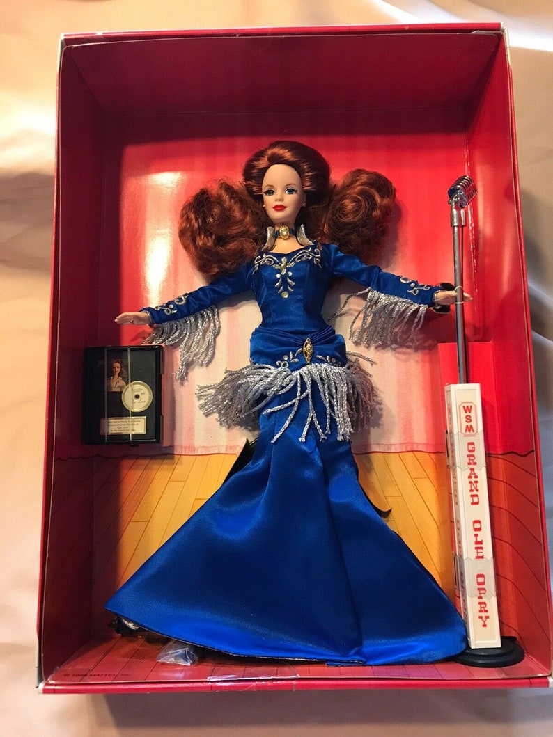 Vintage 1998 Grand Ole Opry Barbie Doll in Blue Fringed Gown With Microphone and CD - Etsy