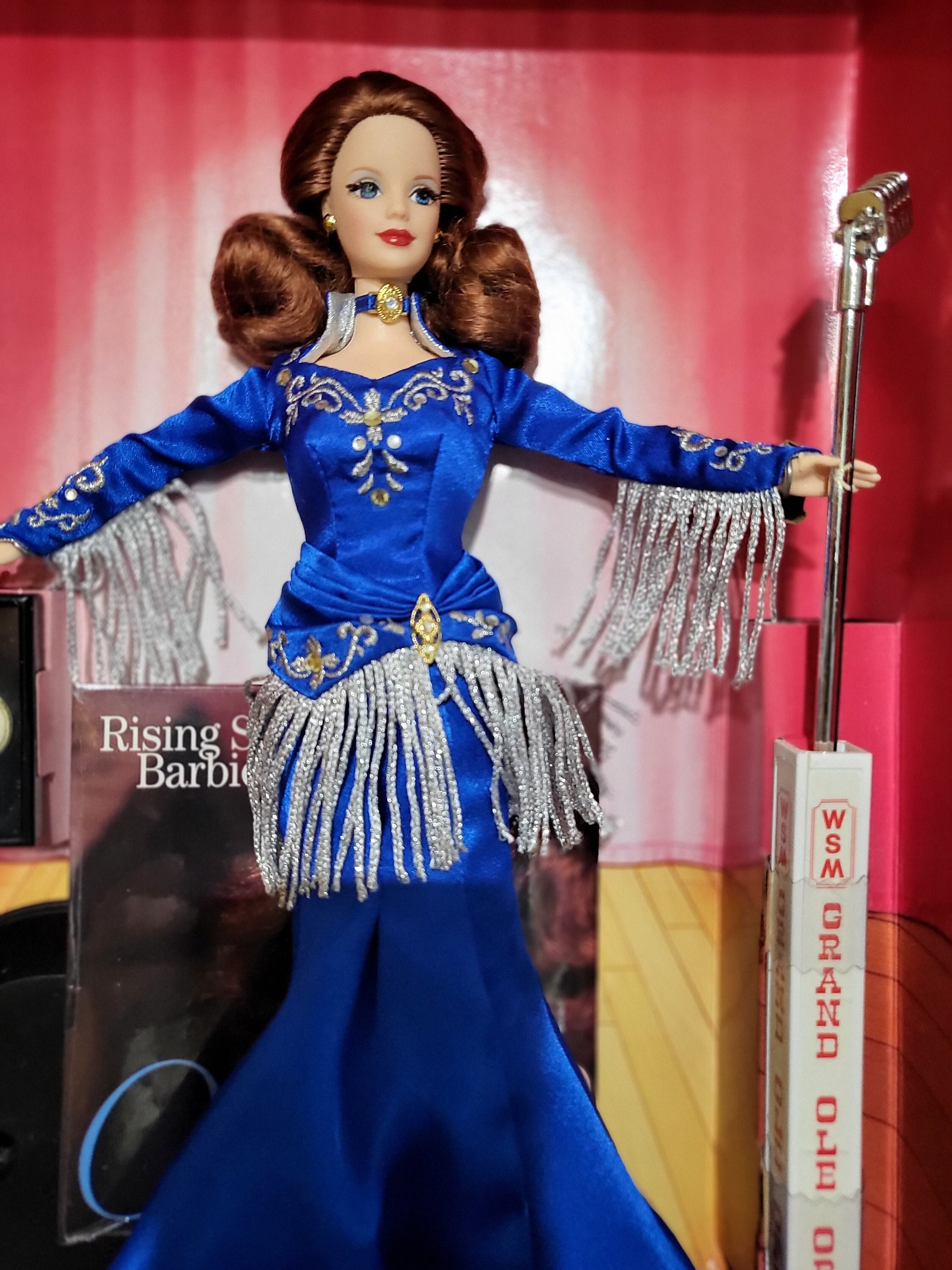 Vintage 1998 Grand Ole Opry Barbie Doll in Blue Fringed Gown With Microphone and CD - Etsy