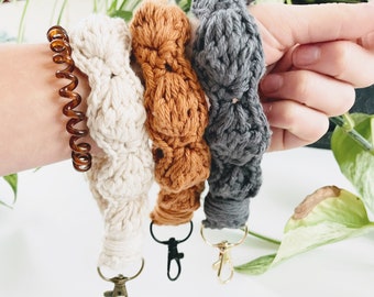 Crocheted Wristlet Keychain: 16 Colors, 7 Clip Options
