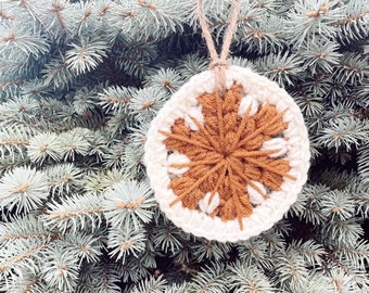 Crochet Snowflake Christmas Ornament: Rustic Holiday Decor