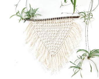 Crocheted textured triangle wall hanging