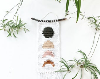 Crochet moon phases wall hanging