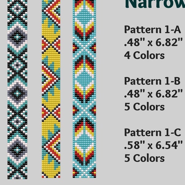 3 Narrow LOOM Bead Bracelet Patterns