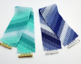 Shades of Blue and Teal Peyote Bracelet Patterns