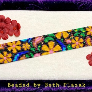 Bright Flowers peyote bracelet pattern