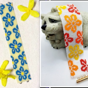 Simple Flowers peyote bracelet patterns