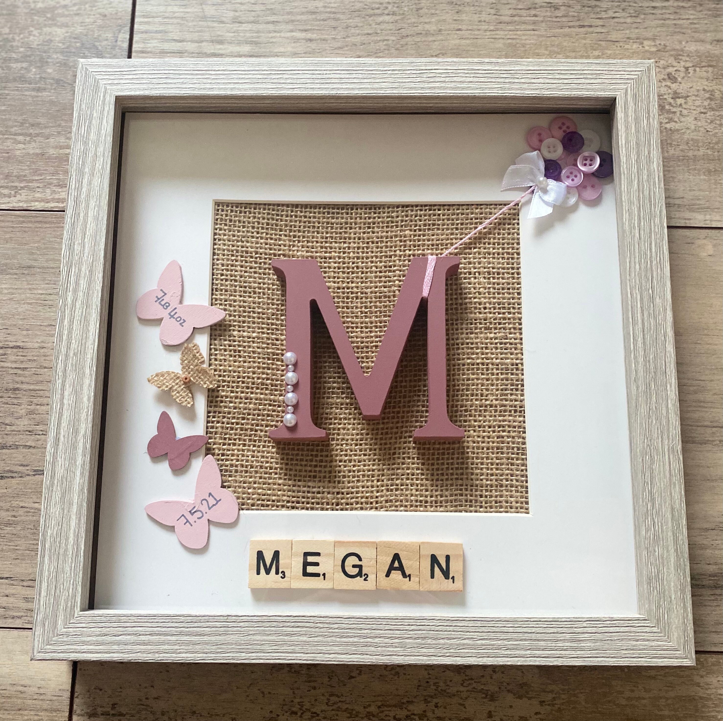 Baby Girl Girl Nursery Frames Initial Frame Name Frames Etsy