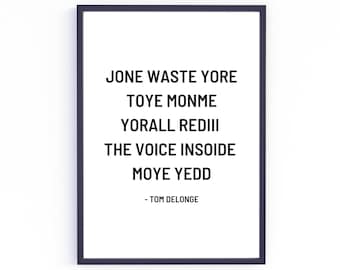 I Miss You Lyric Print | Tom Delonge, Jone Waste Yore Time